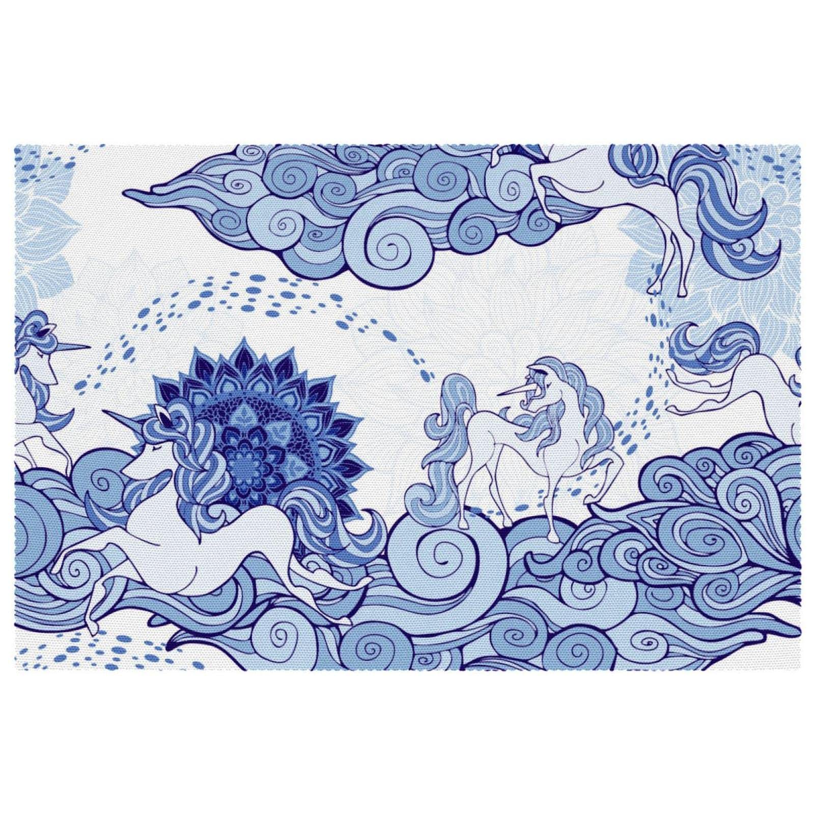 Set de table licorne bleue 30,5x45,7 cm résistant chaleur antidérapant salle à manger x6