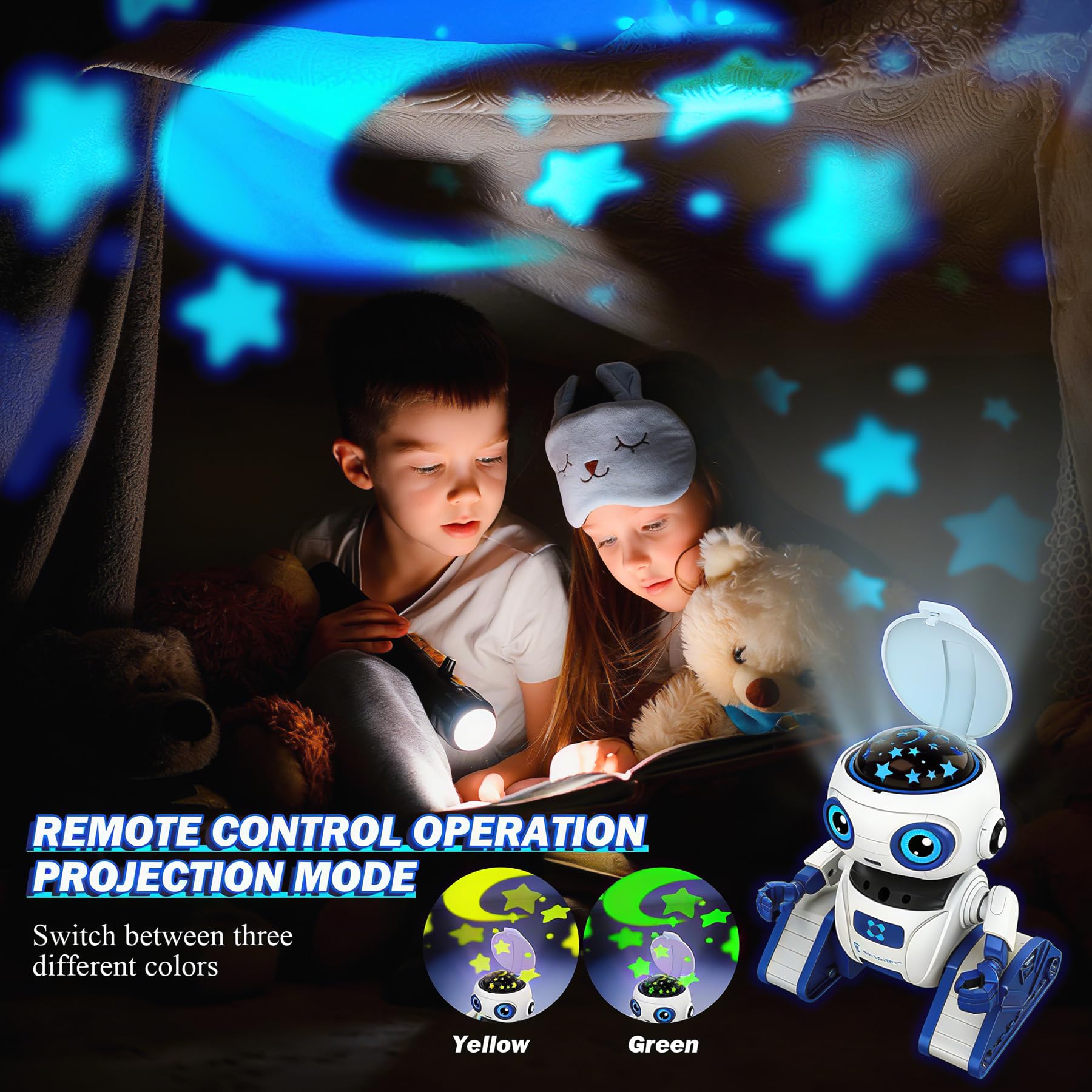 Ophy Roboter Kinder Spielzeug, wiederaufladbar und projizierbar, RC-Roboter mit LED-Augen und Musik, RC-Spielzeug mit Gestensensor für ab 3 4 5 6 7 8 9 10 Jahre Jungen und Mädchen Geschenk
