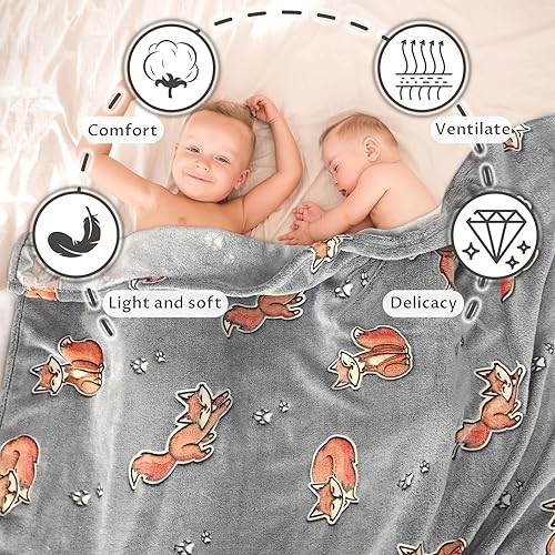 Miniatura 2 de UOFON Regalos de zorro juguetes para niños y bebés, manta que brilla en la oscuridad, regalos de zorro para cumpleaños, Navidad, Halloween, día de