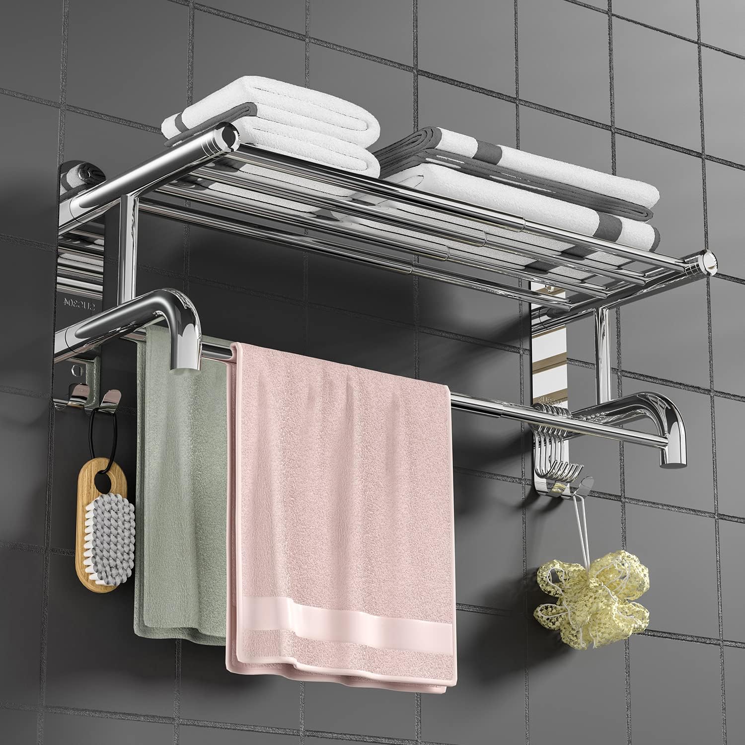 Dewvie Toallero Para Baño Soporte De Torre De 22 Pulgadas Con Barras 