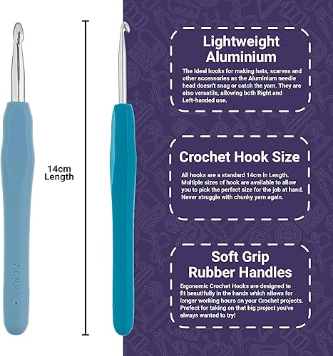 Miniatura 3 de The Quilted Bear Ganchos de ganchillo - Ganchos de ganchillo con mango de goma de silicona de agarre suave para tejer y ganchillo (0.354 in)