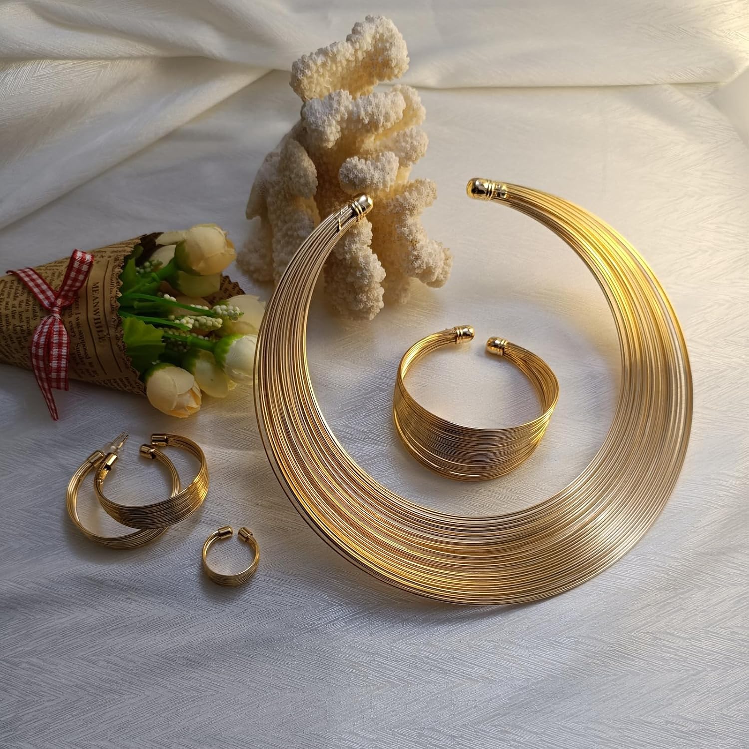 Fashion Crystal Jewelry Set Gold Plated Jewelry Weddings Dubai Gold Necklace Earrings Set Valentine's Day Gift - Image 3