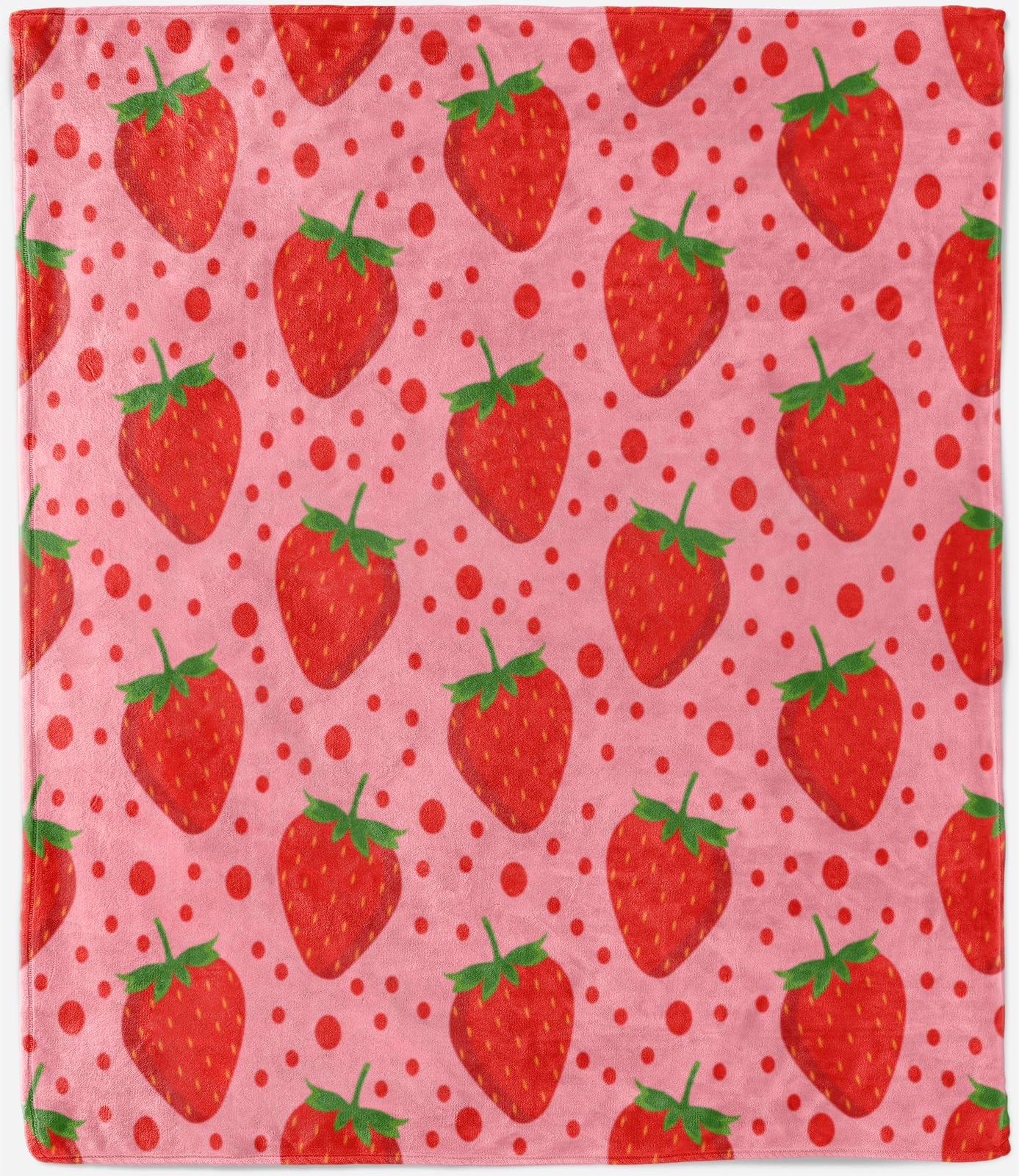 ANHOPE Strawberry Throw Blanket Soft Lightweight Flannel Fleece Blanket Kawaii Pink Fruit Print Pattern for Couch Sofa Bed Travel All Season Decorative Throw for Kids Adults Twin/Double 150 x 200 cm — image 1