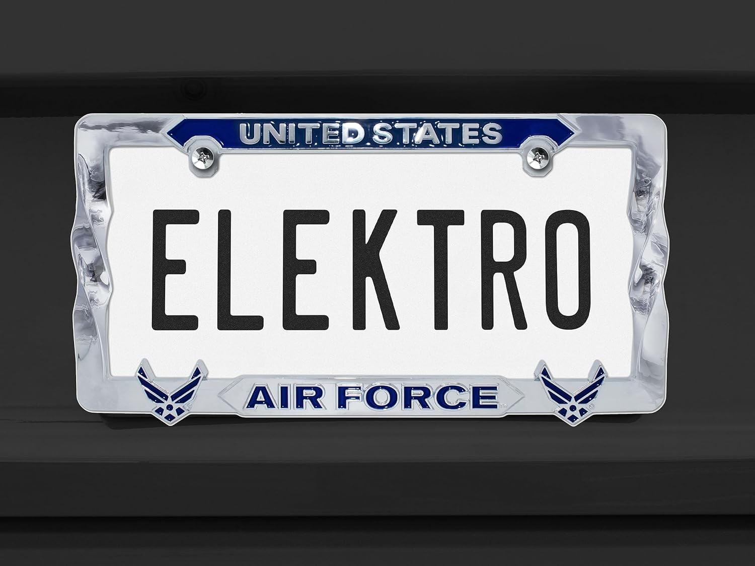 Elektroplate Officially Licensed – United States Air Force Chrome-Plated 3D All-Metal Blue Font License Plate Frame Tag Holder for Cars/SUVs/Trucks Weather-Proof Automotive Accessory - Image 2