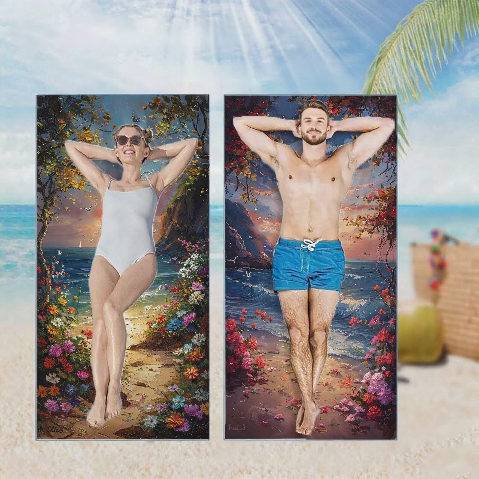Ręcznik plażowy, ręczniki plażowe z mikrofibry, szybkoschnące lekkie ręczniki podróżne bez piasku, duży ręcznik kąpielowy dla dorosłych 100 x 220 cm, do pływania na basen, jogę, siłownię, kemping