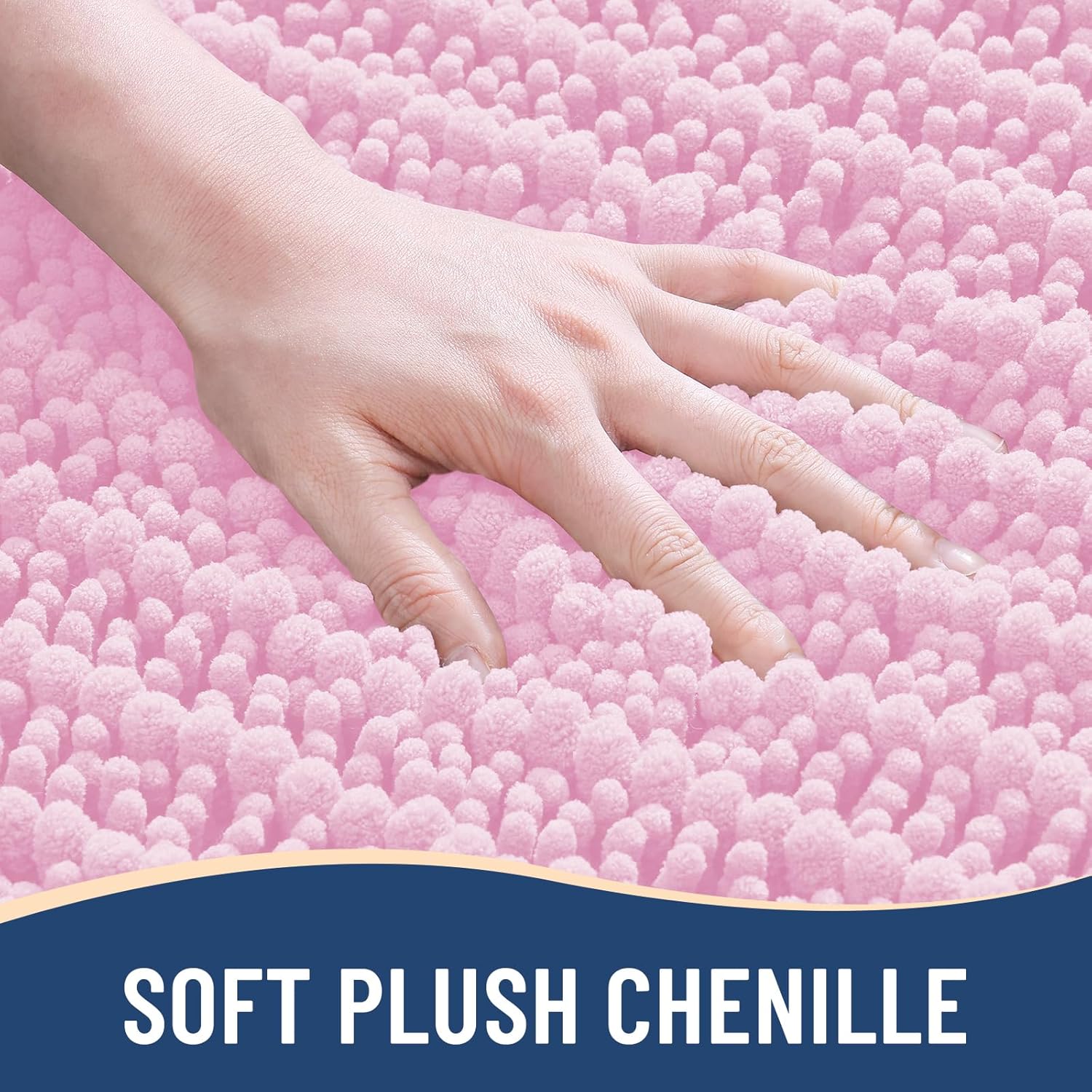 Arotive Luxury Chenille Bathroom Rug Mat, Extra Soft Thick Absorbent Shaggy Bath Rugs, Non-Slip Machine Wash Dry, Plush Bath Mats for Bathroom, Shower and Tub, 24x16, Pink - Image 3