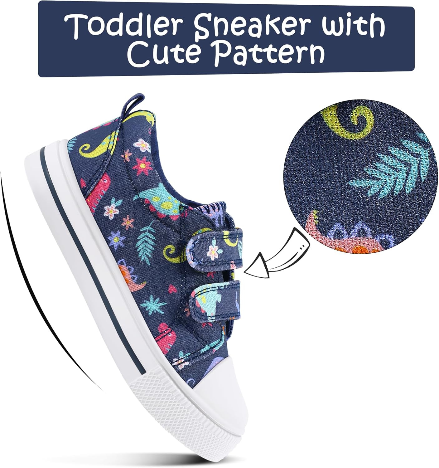 K KomForme Toddler Boys & Girls Shoes Kids Canvas Sneakers with Cartoon Dual Hook and Loops - Image 4