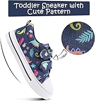 Vista 3 de K KomForme - Tenis de lona para niños y niñas de dibujos animados con doble velcro