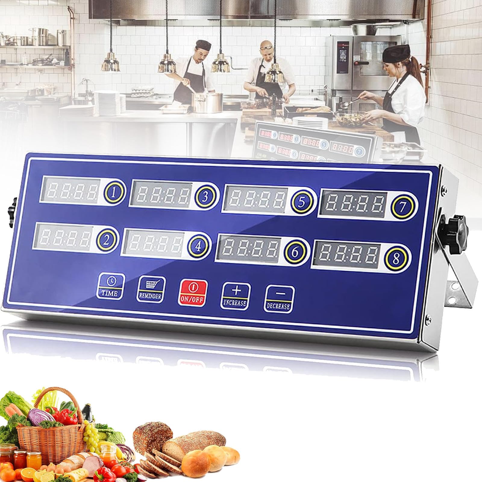 Temporizador de Cocina Comercial, temporizadores Digitales de Restaurante de 8 Canales, Herramienta de recordatorio de Cocina, con Volumen de Alarma Ajustable de 3 Niveles