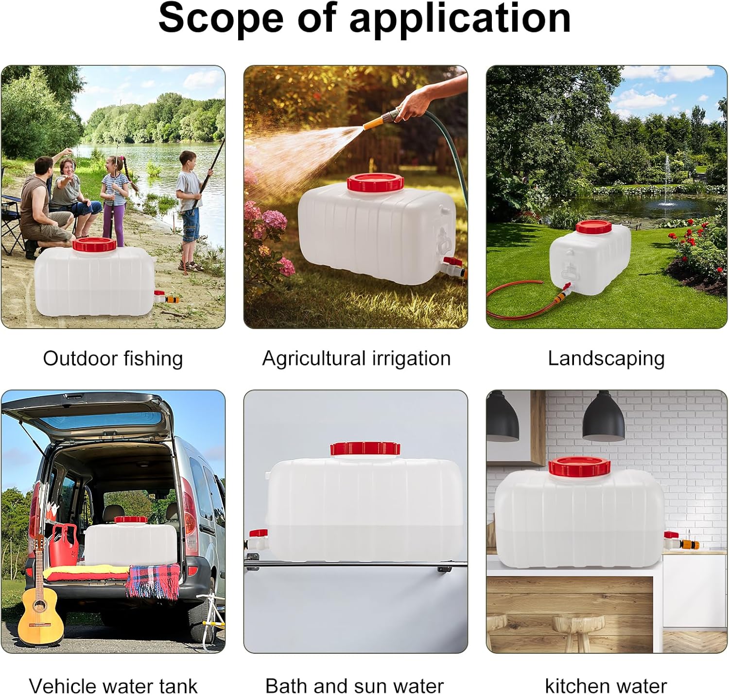 13.2 Gallon Water Tank with Faucet, Water Storage Container for Camping, Portable First Aid Water Storage for Outdoor Hiking, RV, Autonomous Driving Tour, 23.6 x 13 x 13.7in - Image 7