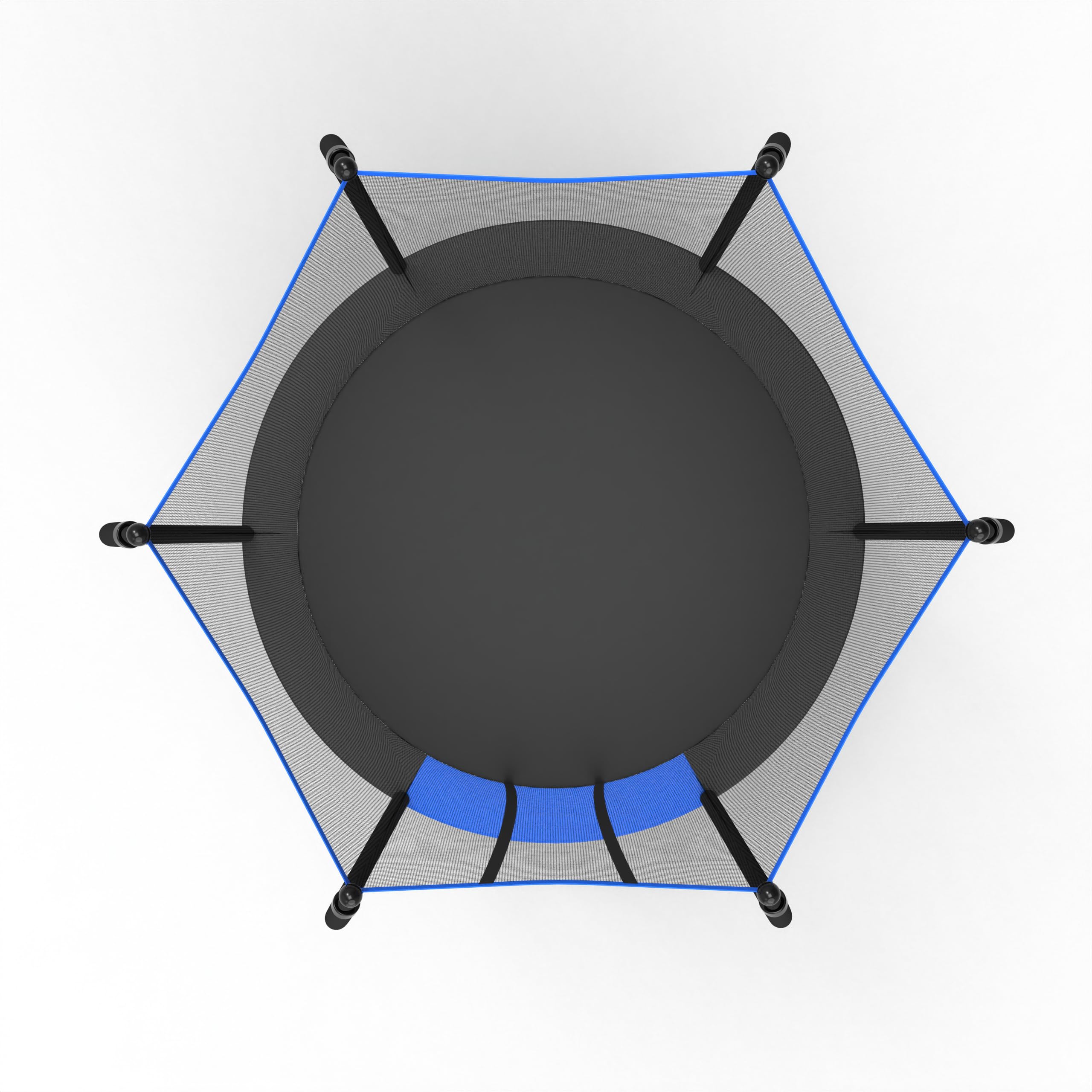 Trampolino da giardino con rete di sicurezza per bambini, per esterni, 228 cm, testato EN71 ASTM, stabile, resistente alle intemperie, nero e blu, con scala