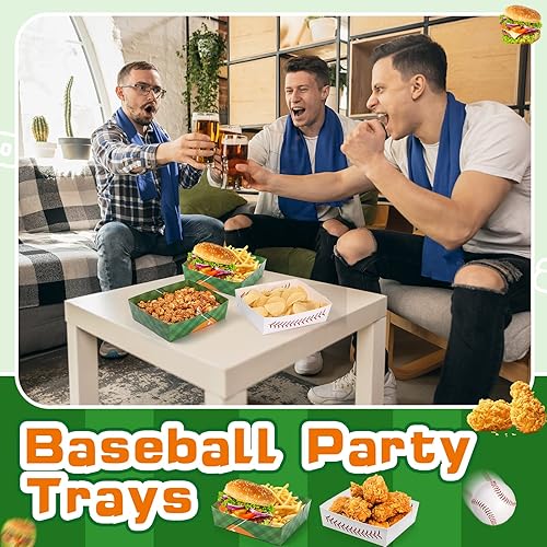 Miniatura 7 de Umigy Paquete de 100 bandejas de papel de béisbol de 5 libras, platos de béisbol grandes, botes de comida, cuencos de béisbol desechables, bandejas