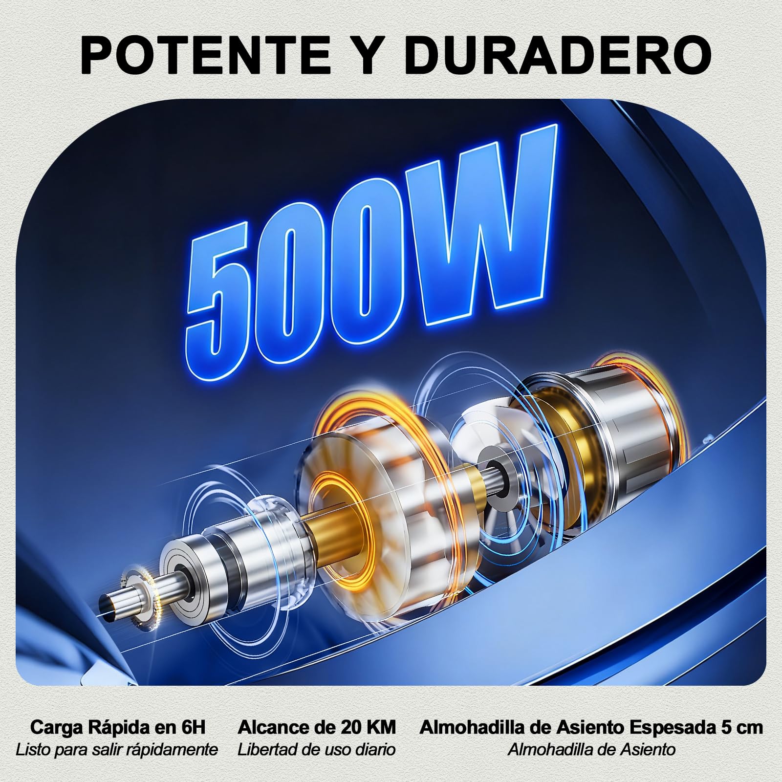 【Versión Mejorada】D14 Silla de Ruedas Eléctrica Plegable para Personas Mayores, Autonomía de 25km, 500W Motor, Cojín de asiento engrosado, Apta para Viajes y Estándares de Embarque (D14-Azul)