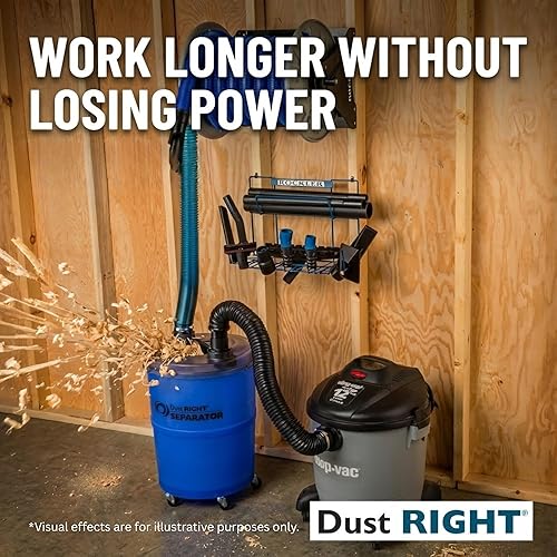 Miniatura 5 de Dust Right Separador de polvo + manguera Flex-Form de 36 pulgadas, colector de polvo ciclón que separa aserrín, astillas de madera, desechos y más,