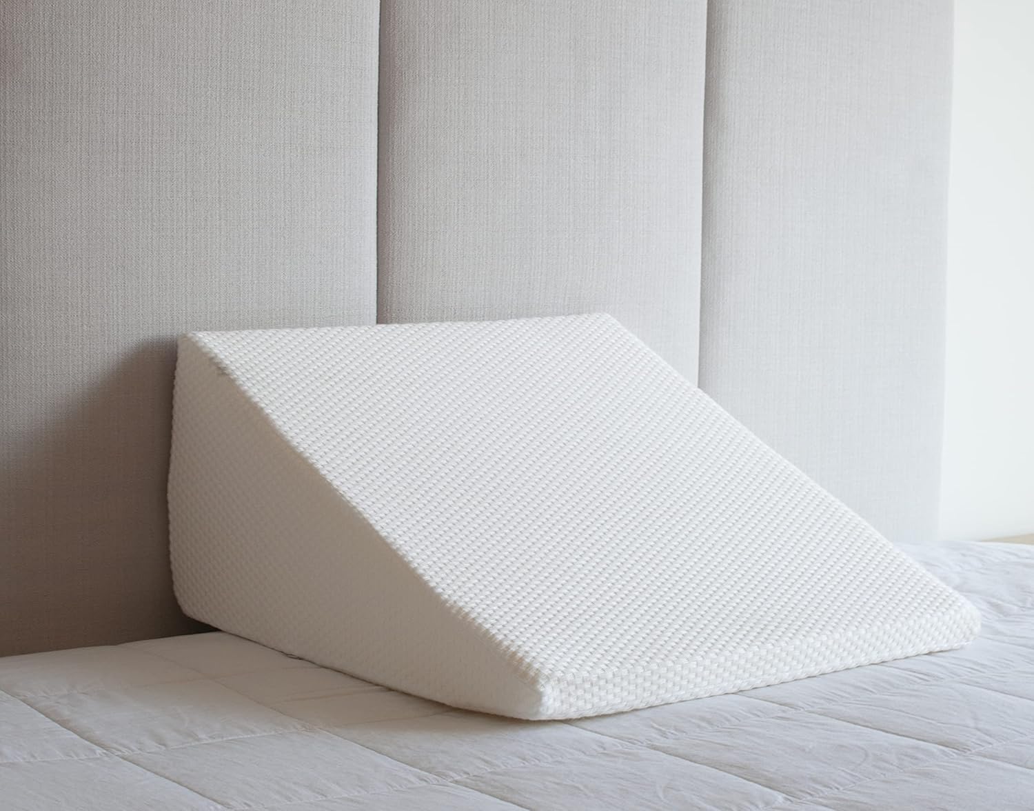 Premium Bamboo Bed Wedge Pillow, 12" with Memory Foam, Removable Cover