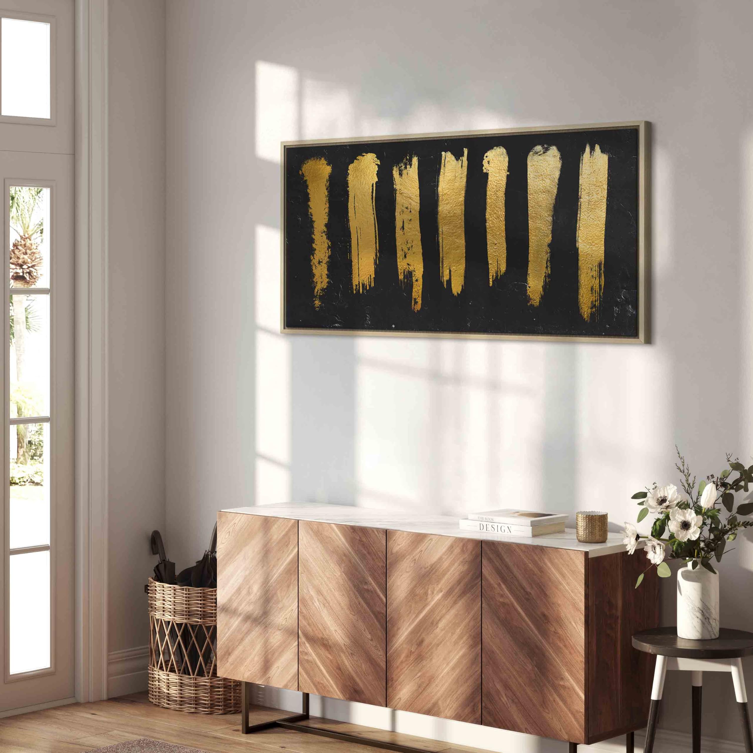 murando - Grand Tableau avec Cadre Chambre, Traces de Pinceaux, 140x70 cm