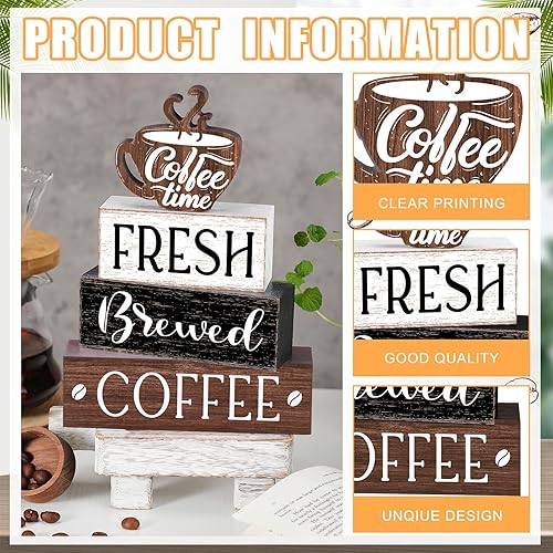 Miniatura 4 de Accesorios de barra de café de granja, decoración rústica de madera de café, centros de mesa de café, decoración rústica de cafetería, bar, para el