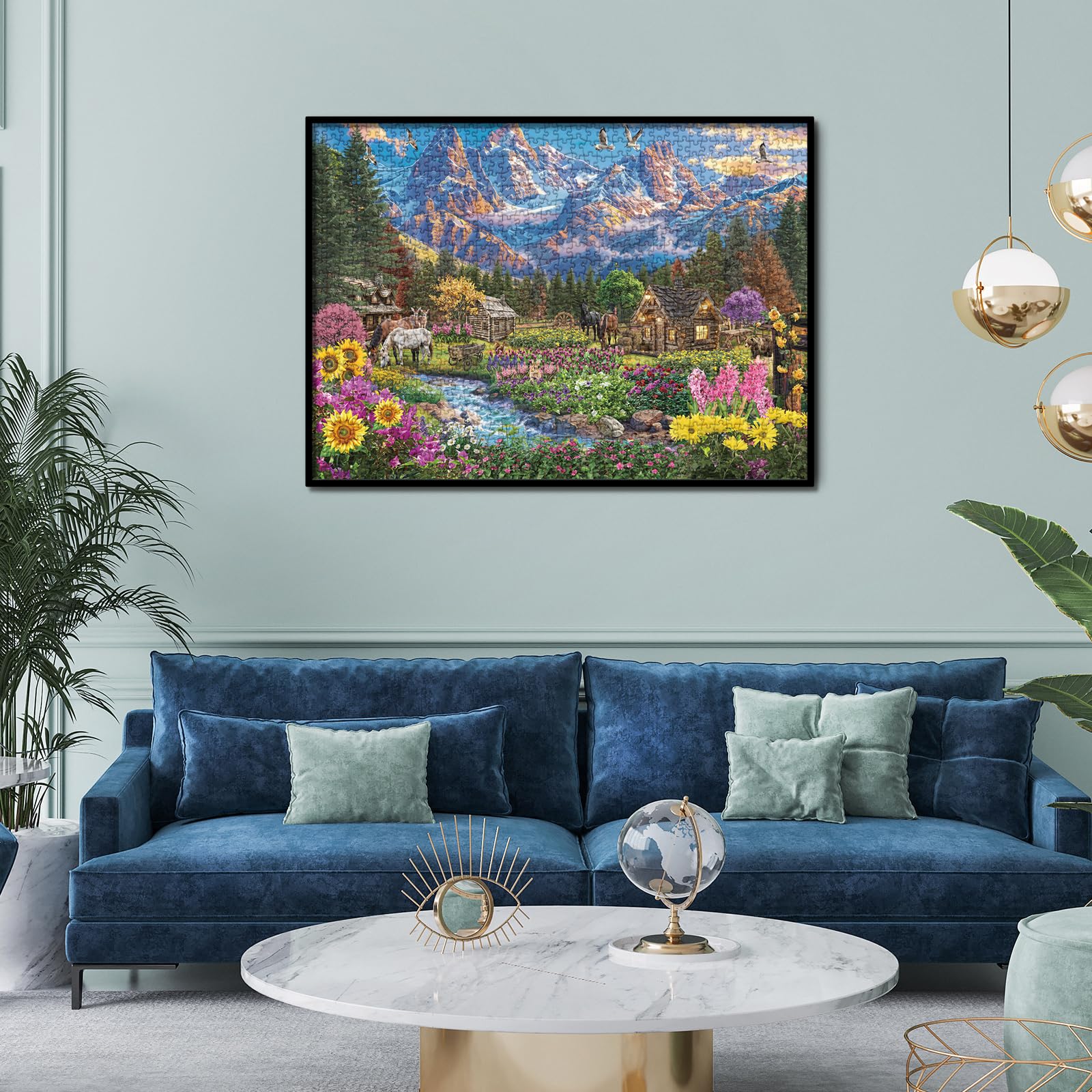 Pretty Scenic Nature Landscape Jigsaw Puzzle 1000 Piece for Adult, Beautiful Sunflower Colorful Flower Jigsaw Puzzles, Funny Horse Aesthetic Plant Puzzle - Image 6