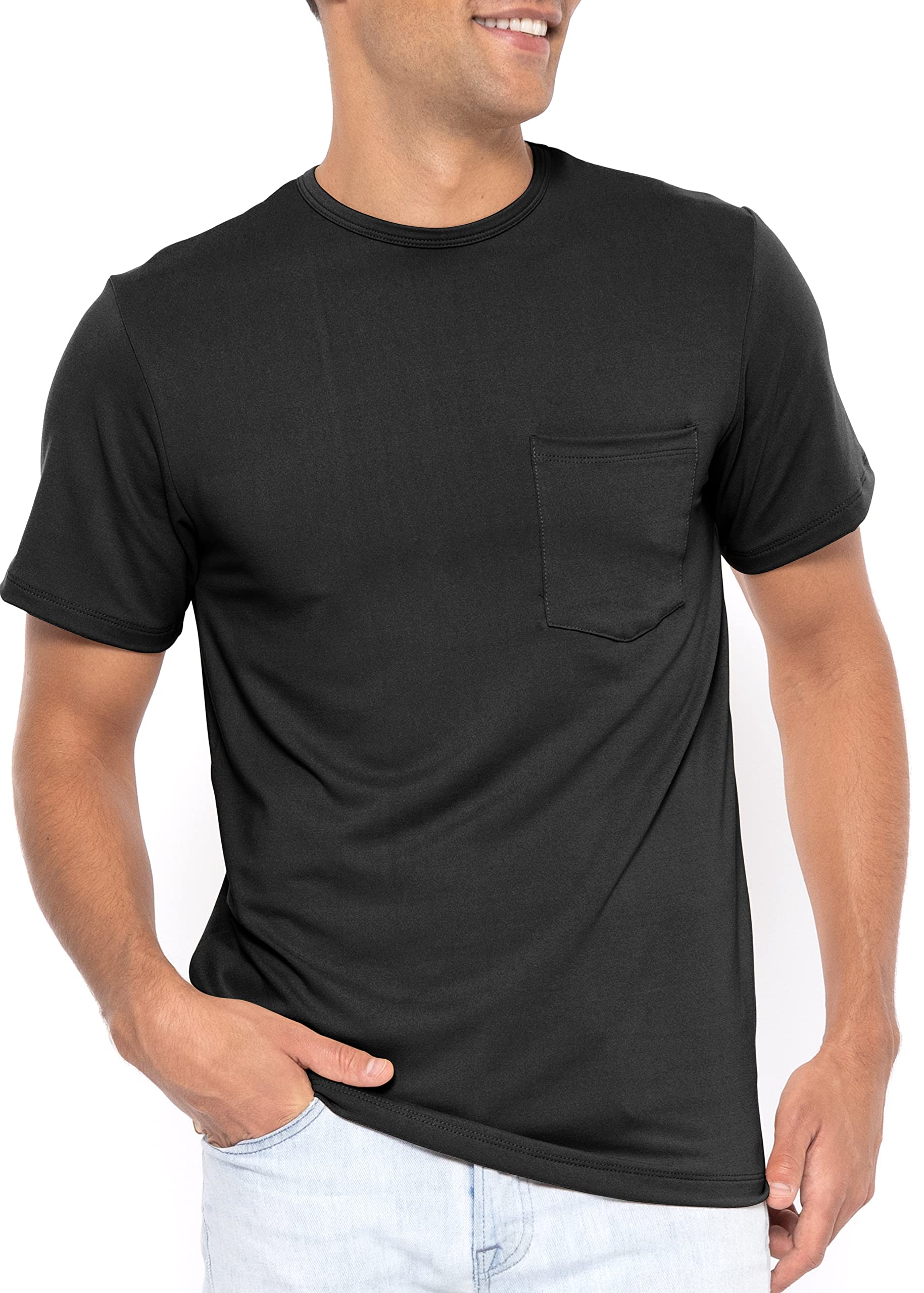 Stretch Is ComfortMen’s Oh So Soft Luxe Stretch Basic Pocket Tee