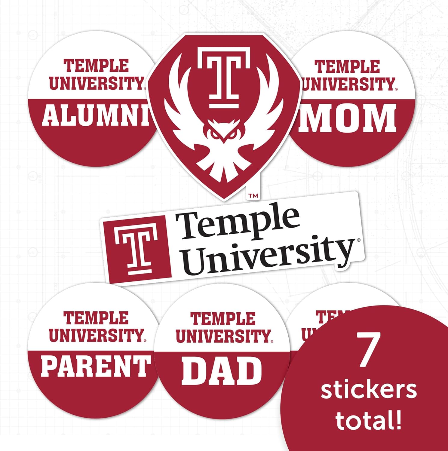 Desert Cactus Temple University Sticker TU Owls Vinyl Decals Laptop Water Bottle Car Scrapbook (Round Family) - Image 4
