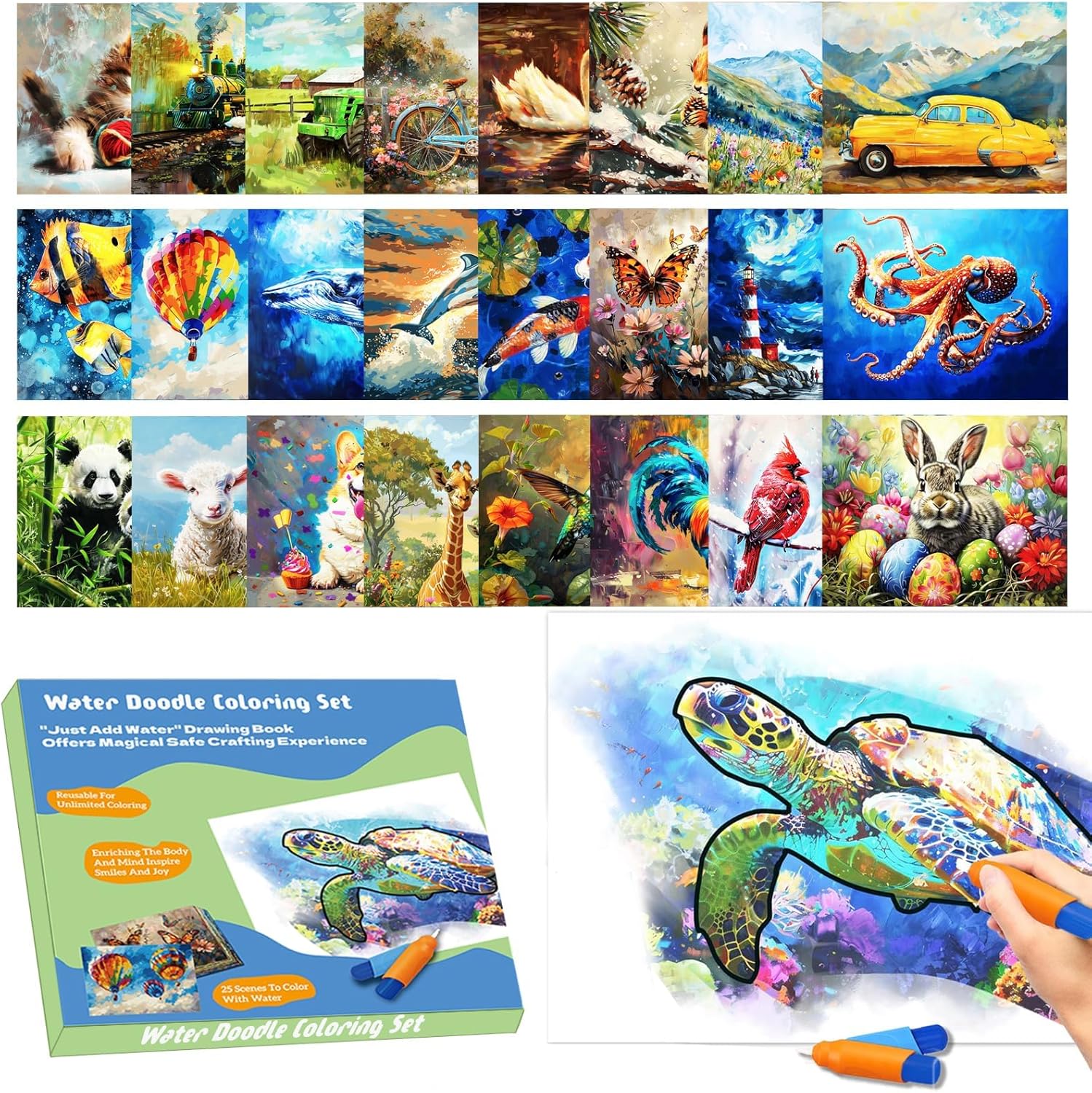 25 Pack Dementia Products for Elderly Reusable Water Doodle Coloring Set for Seniors Dementia Activities Animals Water Painting Toys for Alzheimer's Painting Gifts for Nursing Home Patients - Image 7