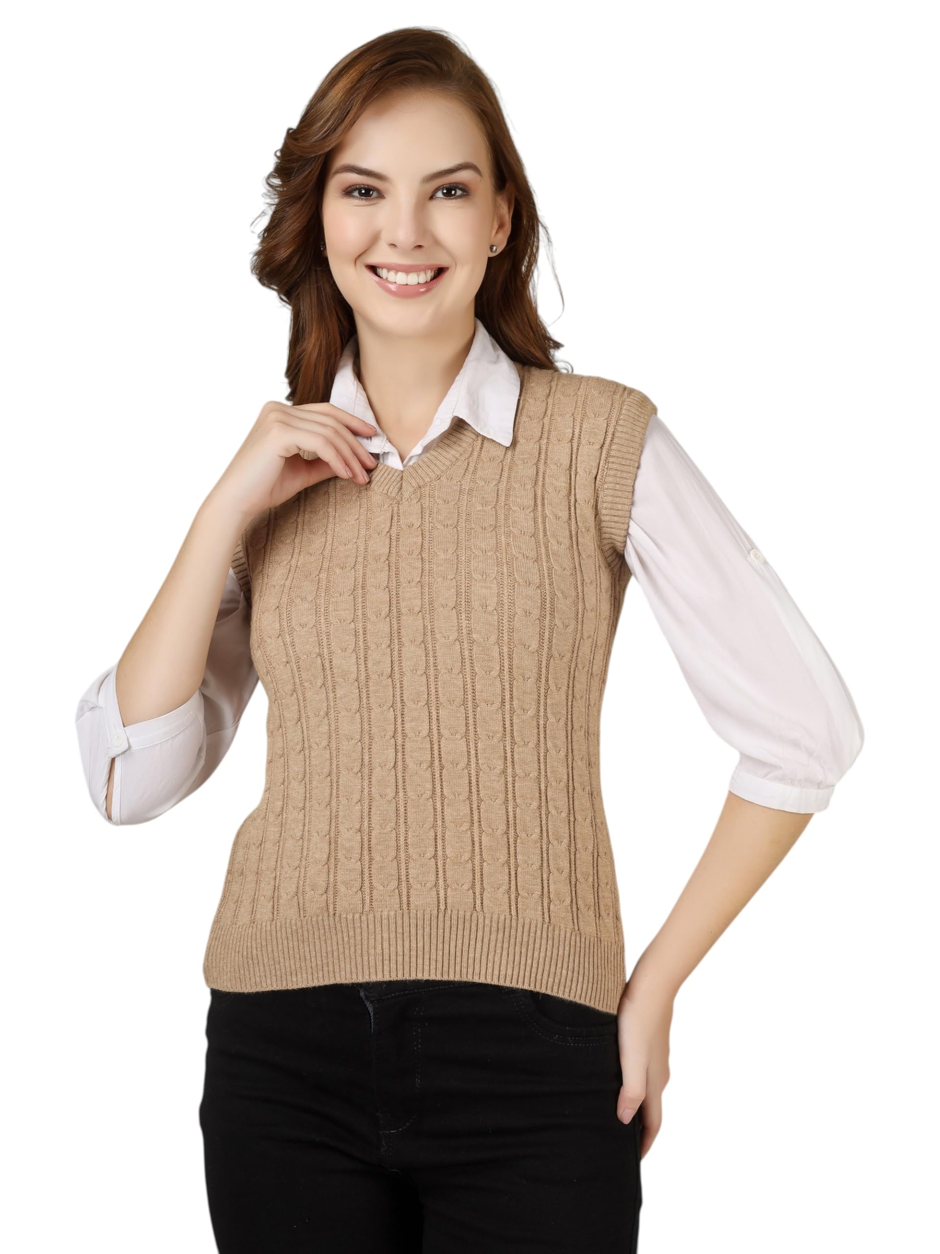 dreamdiva Women’s Korean Aesthetic V-Neck Sleeveless Knit Sweater Vest – Classic Pullover Top for Casual, Layered & Kpop Style Outfits-picture-31