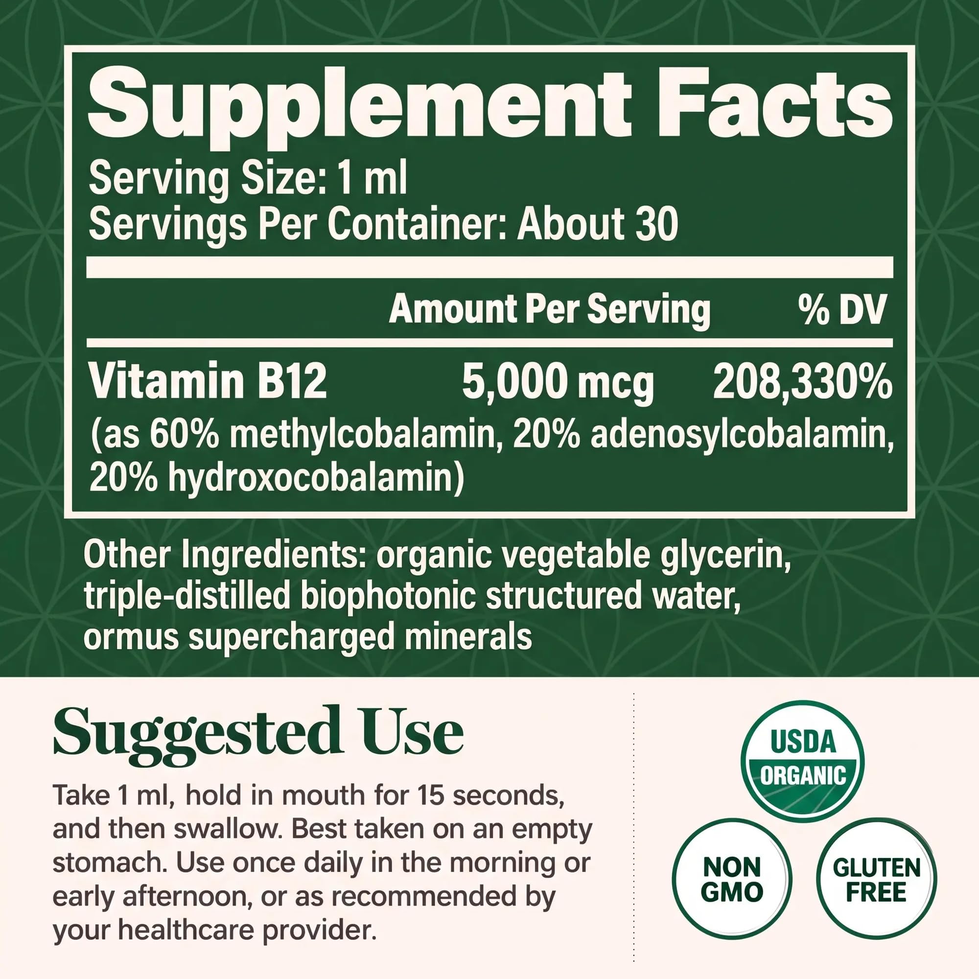 Vitamin B12 5000mcg Sublingual Liquid Drops, Methylcobalamin, Vegan (1 Oz) — Amazon image 2