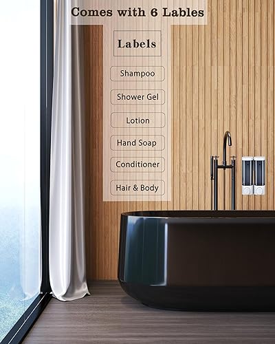 Miniatura 8 de RANKADO Dispensador de jabón de ducha de lujo para baño con bandeja, dispensador de champú y acondicionador sin taladros con cintas de montaje,