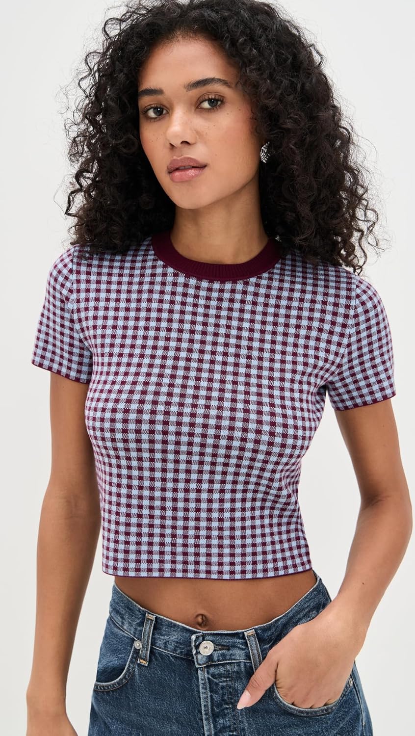 LE BOP Women's Gingham Knit Tee - Image 2