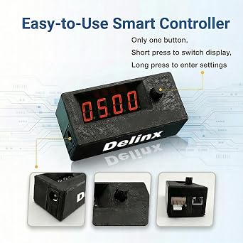 Delinx 12V 4-Pin PWM PC Fan Speed Controller, Auto/Manual Dual Mode,60W