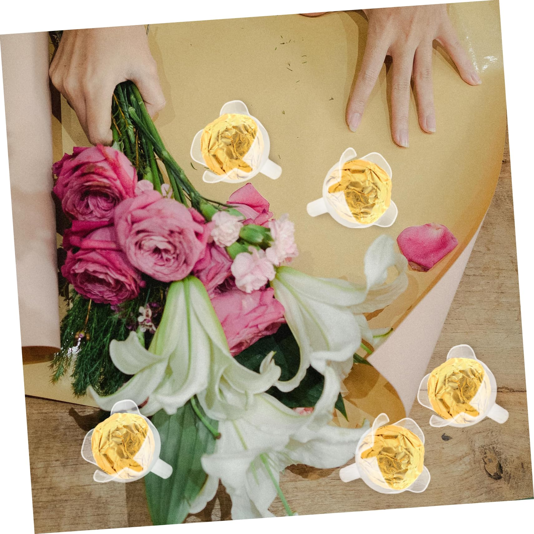 STOBOK 2 Set Eleganti Porta Bouquet Di Cioccolatini Con Base Per Bouquet Di Fiori Tazze Fisse Di Cioccolatini Portaoggetti Riutilizzabili 100 Pezzi * 2