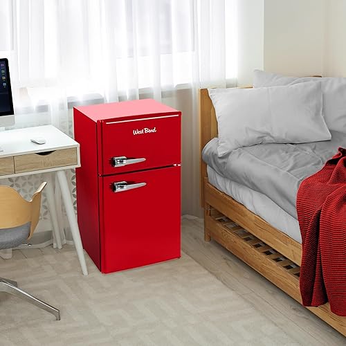 Miniatura 8 de West Bend WB0300RCR2XR - Mini refrigerador de estilo retro para oficina en casa o dormitorio, descongelación manual y temperatura ajustable, 3 pies