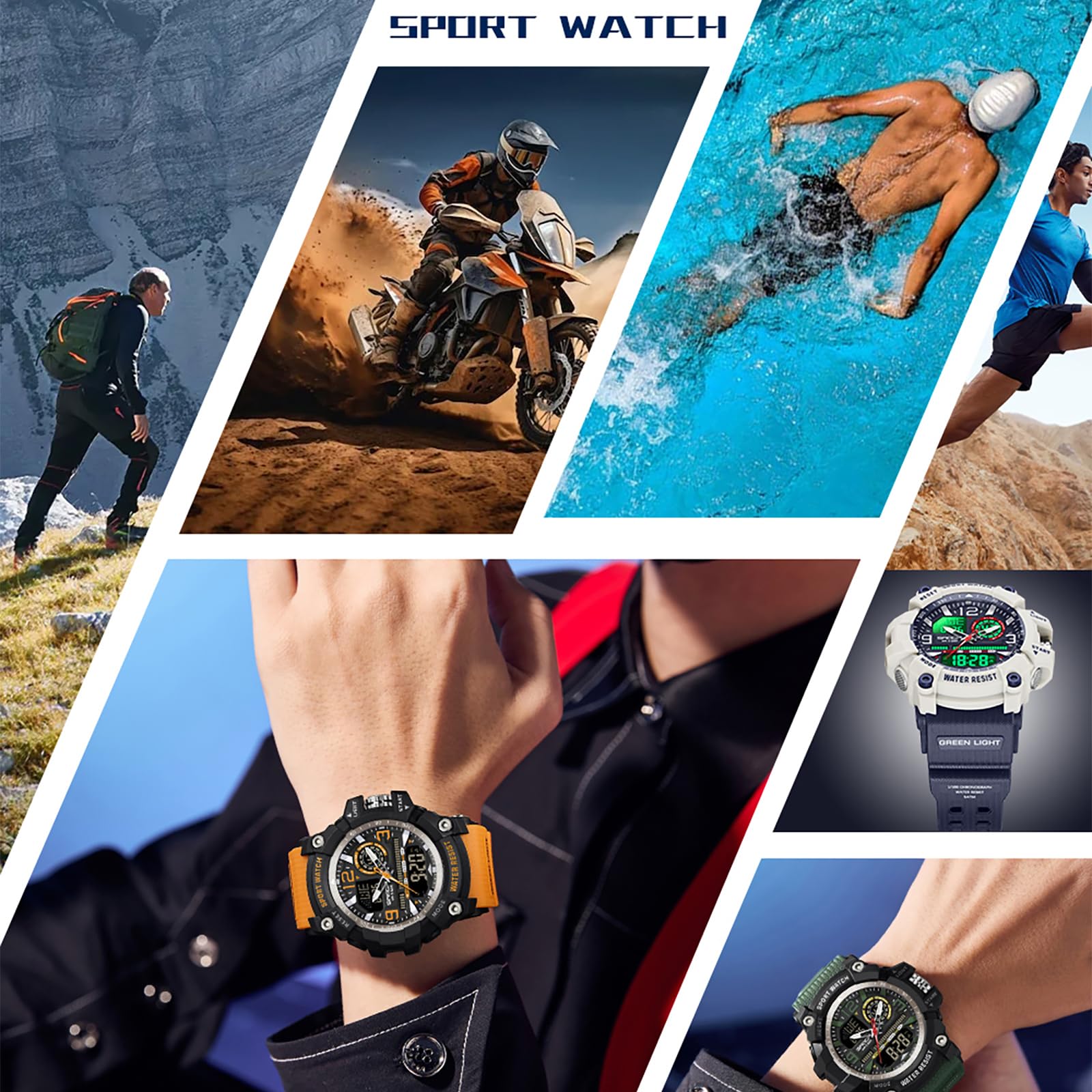 findtime Montre tactique militaire numérique pour homme - Montre robuste pour la course à pied, l'entraînement, les sports de plein air avec rétroéclairage LED, alarme, carillon horaire, calendrier