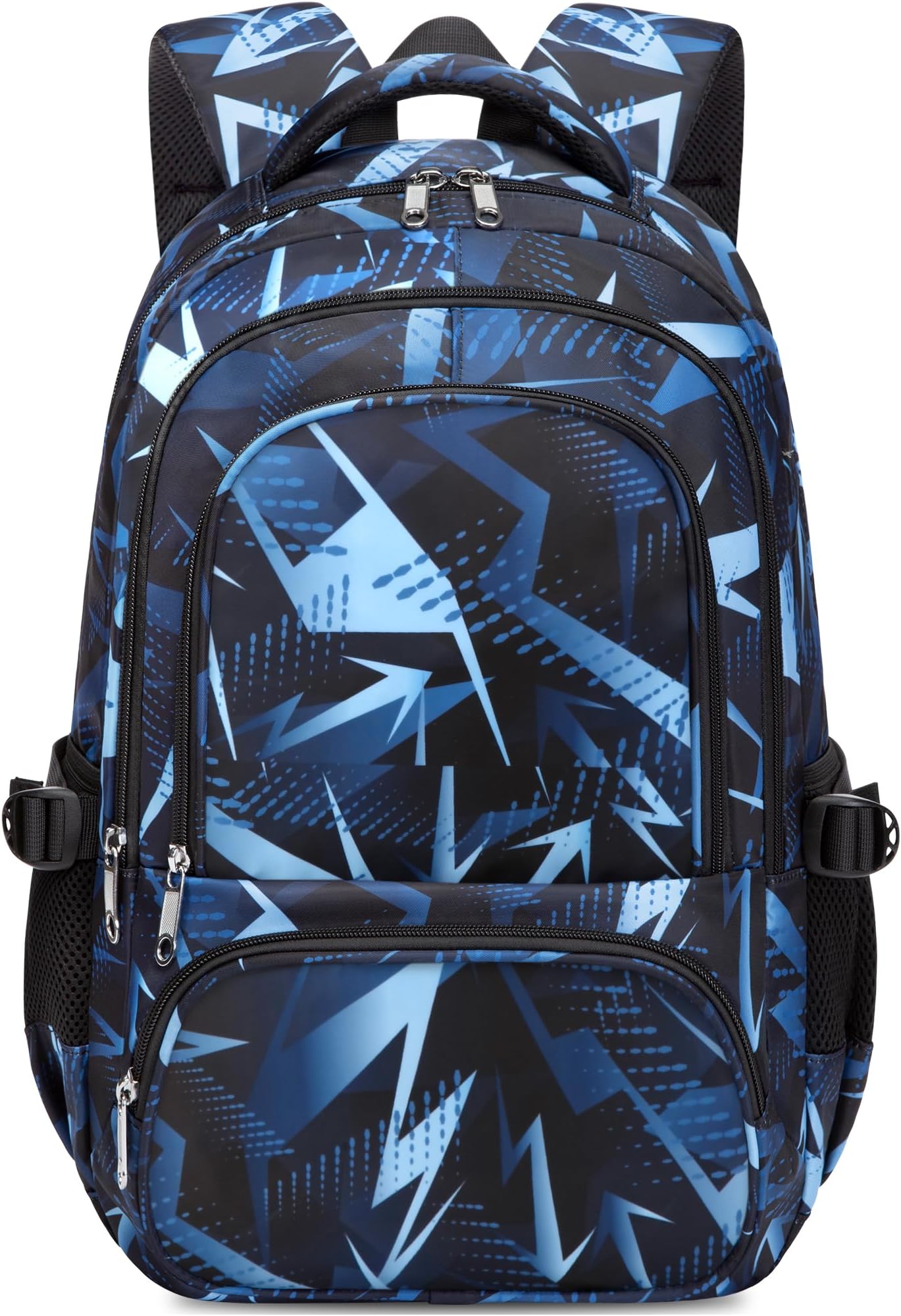 Kids School Backpack for Boys Girls Ages 6-8 8-10 10-12 Elementary Middle School Book Bags with Laptop Compartment Mochilas Escolares para Niños Niñas de 8 10 12 Años (Blue, Geometric)