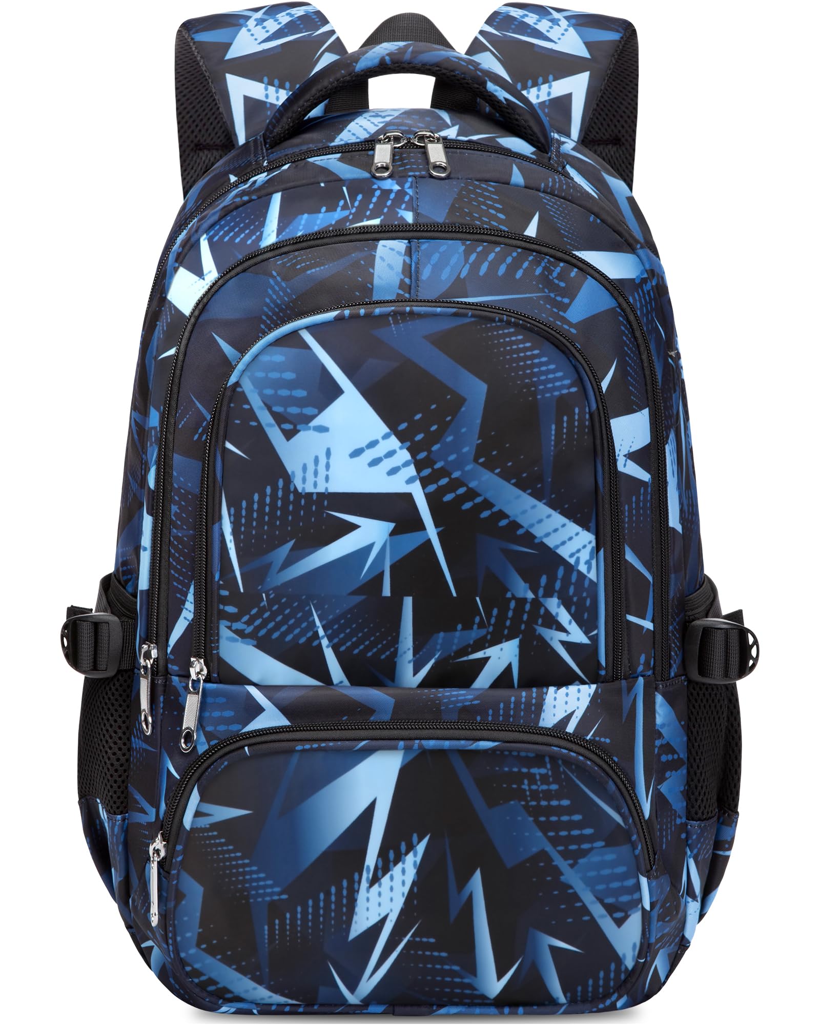 Kids School Backpack for Boys Girls Ages 6-8 8-10 10-12 Elementary Middle School Book Bags with Laptop Compartment Mochilas Escolares para Niños Niñas de 8 10 12 Años (Blue, Geometric)