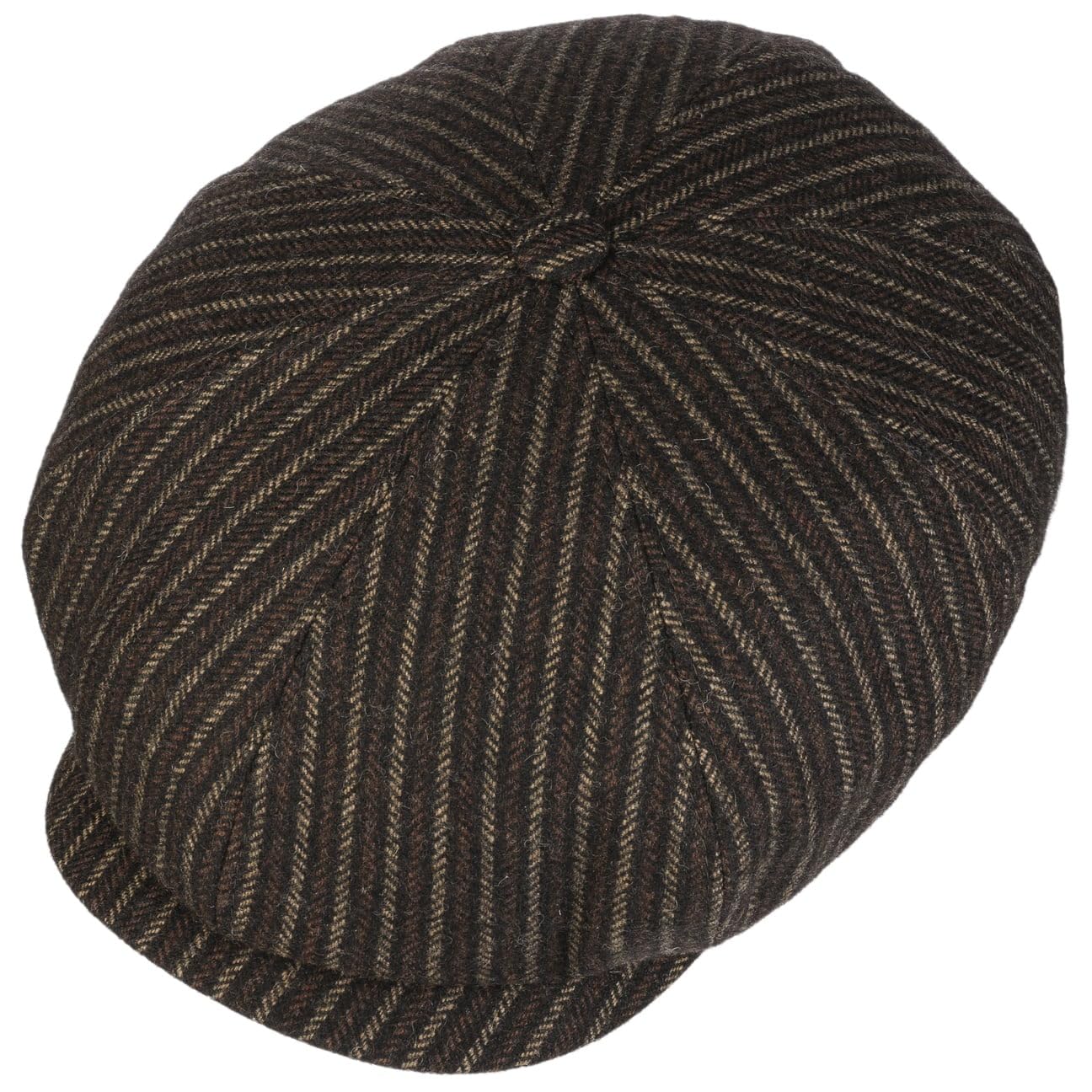 Stetson 8 Panel Woolen Stripe Flat Cap Men Dark Brown 7 1/8
