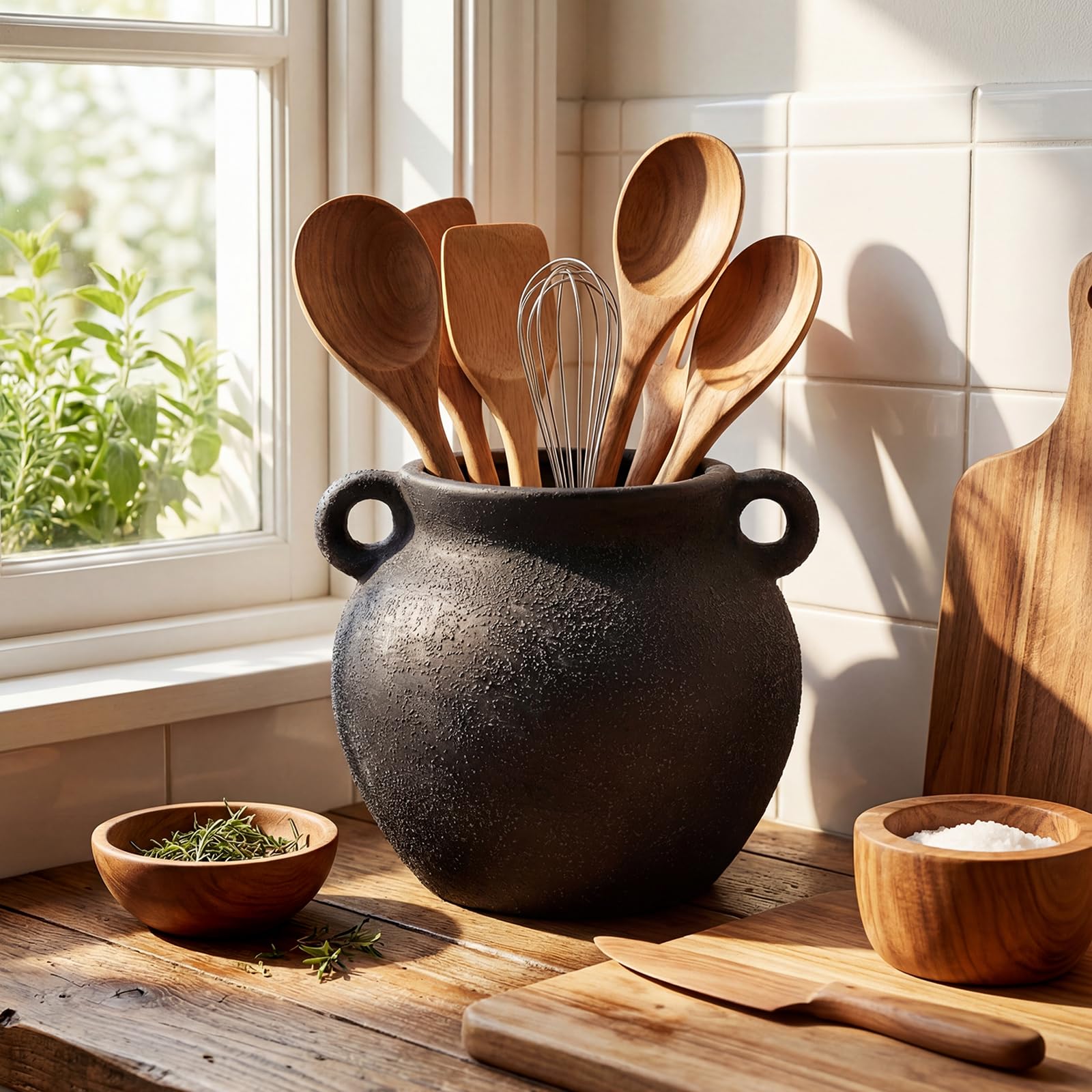 アンティークキッチンホルダー Amazon.com: Qinyoung Rustic Kitchen Utensil Holder 6 Inch Small