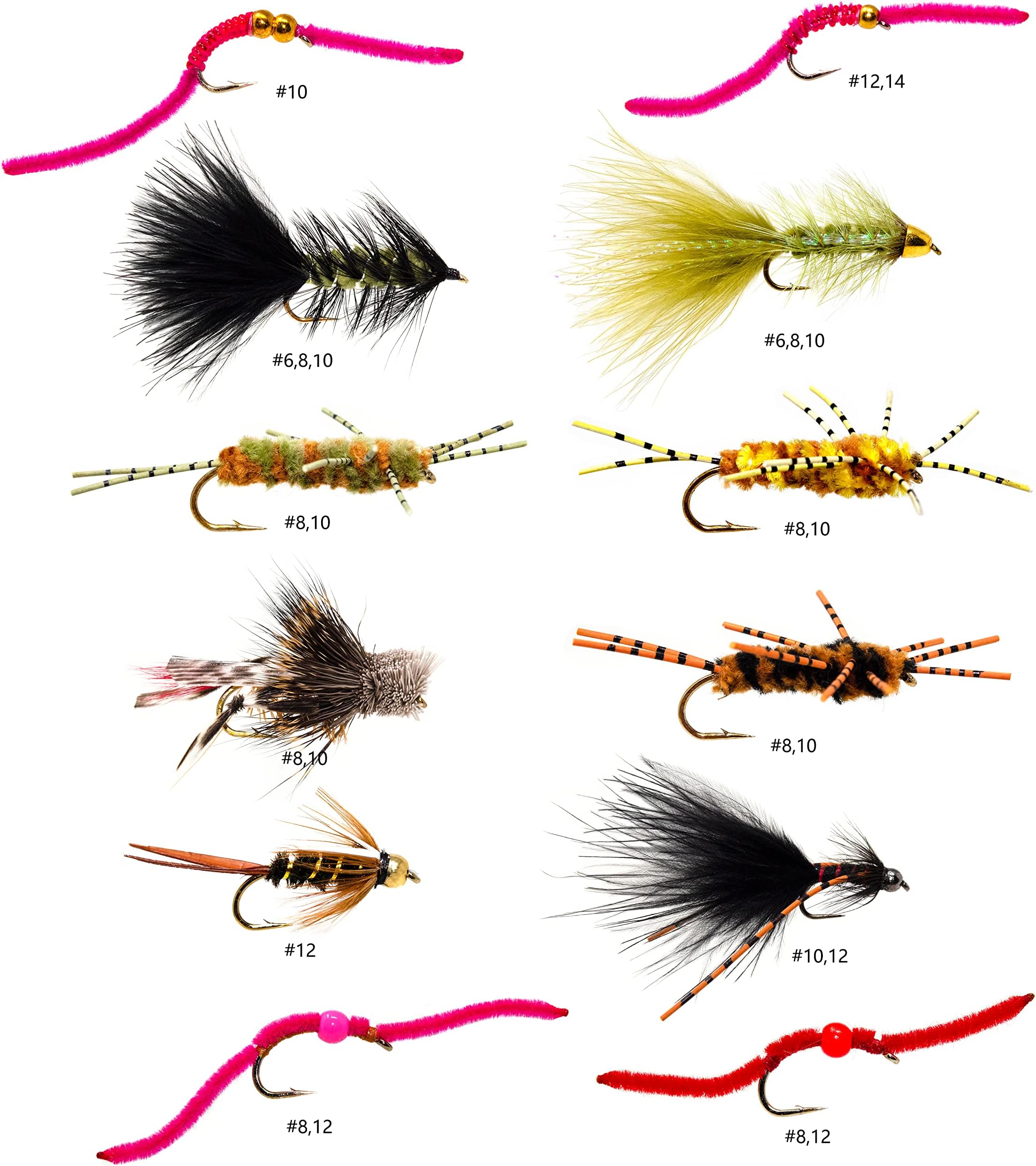 Outdoor Planet24/36 Premium Fly Fishing Flies Assortment | Dry, Wet, Nymphs, Streamers, Wooly Buggers, Hopper, Caddis | Trout, Steelhead, Bass Fishing Lure Set