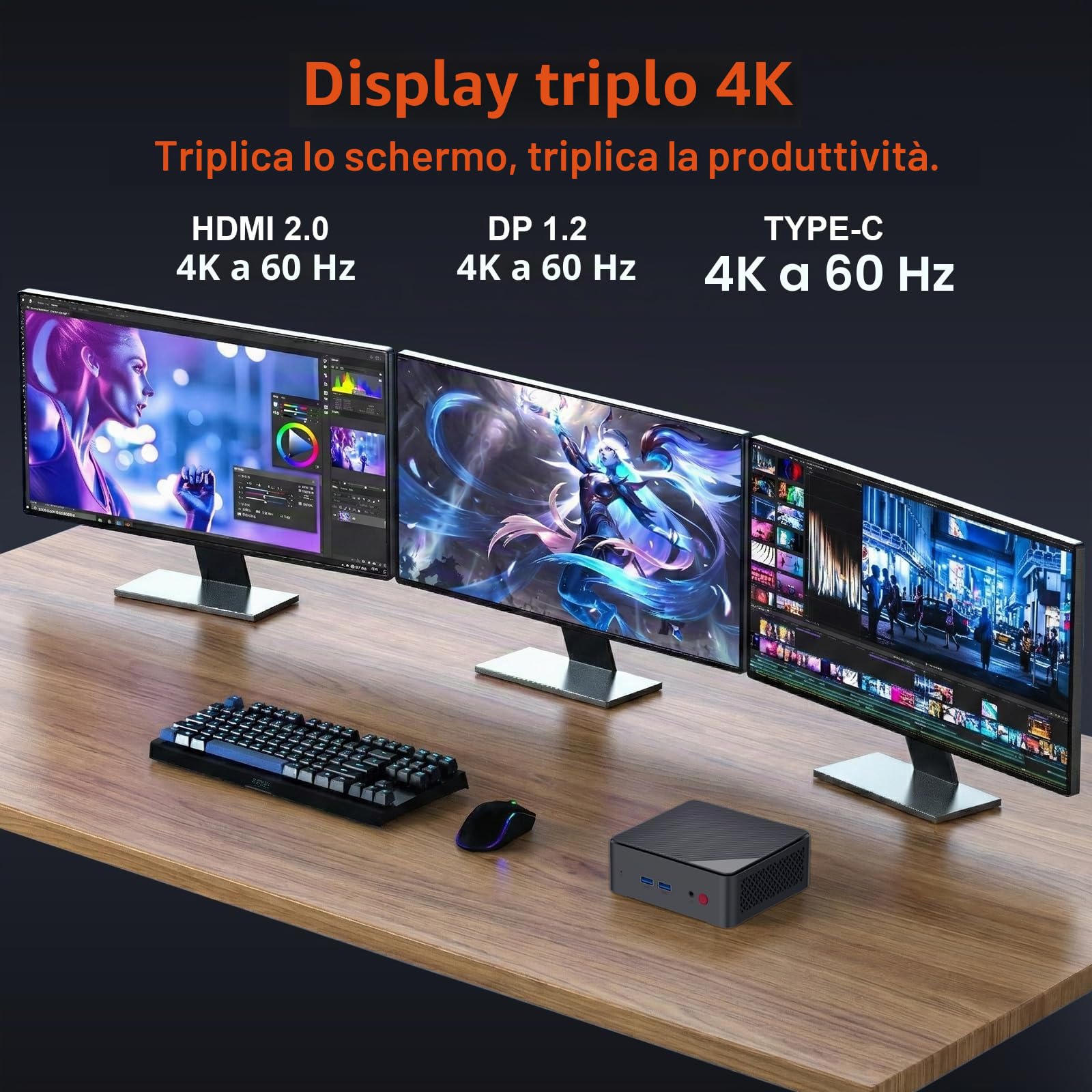 AWOW Mini PC AMD Ryzen Embedded R2514 (4 core, fino a 3,7 GHz), 8 GB DDR4, SSD PCIe 3.0 da 512 GB, grafica Radeon, display 4K da 1000 m, WiFi 5