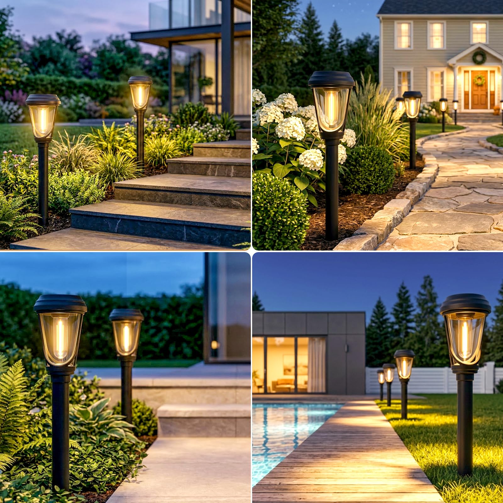 Bzavor 8 lampade solari per esterni da giardino, 3000 K, luce bianca calda, lampade solari da giardino, IP65, impermeabili, per esterni, terrazze, sentieri