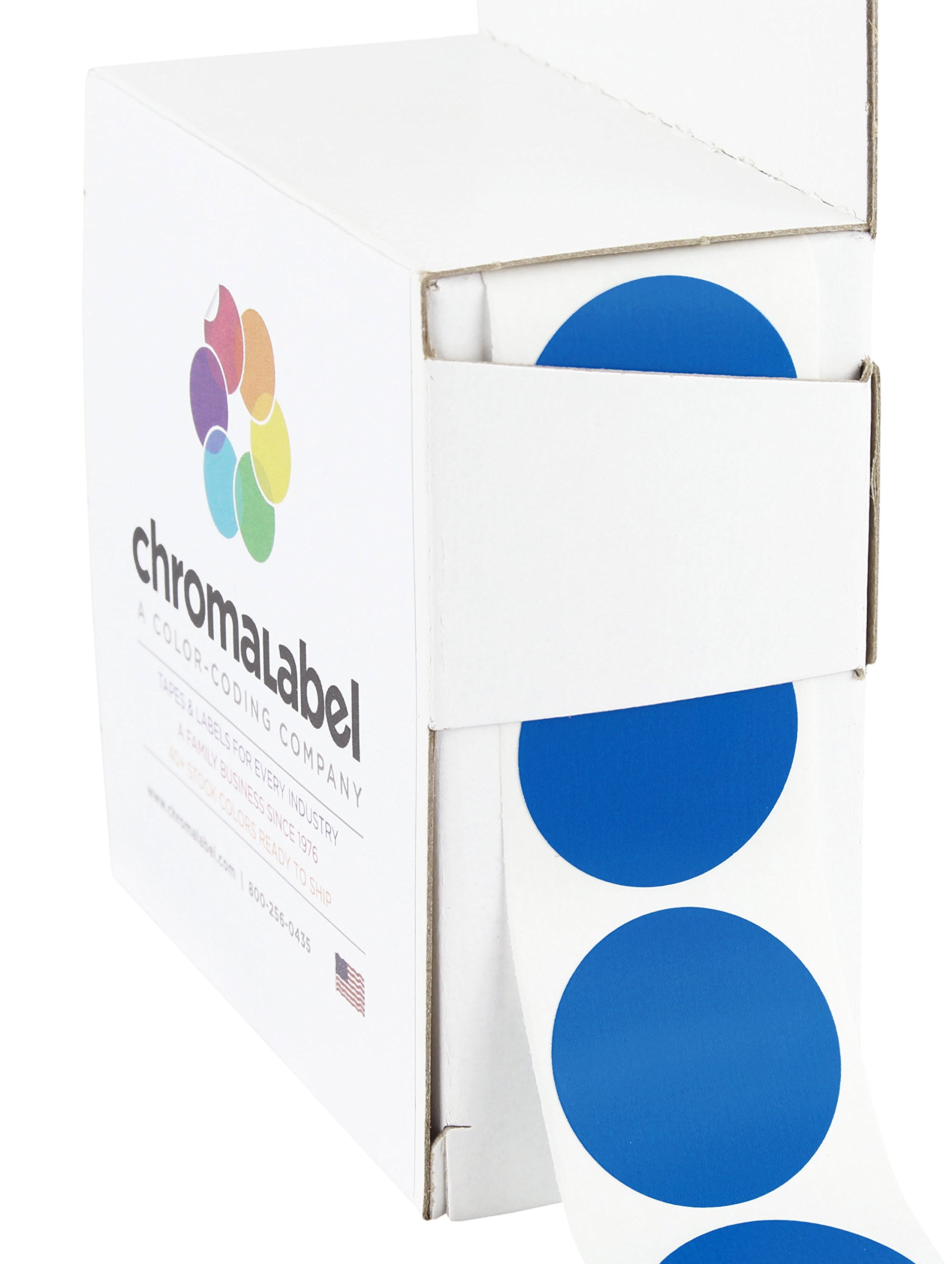 ChromaLabel 1 Inch Round Label Permanent Color Code Dot Stickers, 1000 Labels per Dispenser Box, Dark Blue