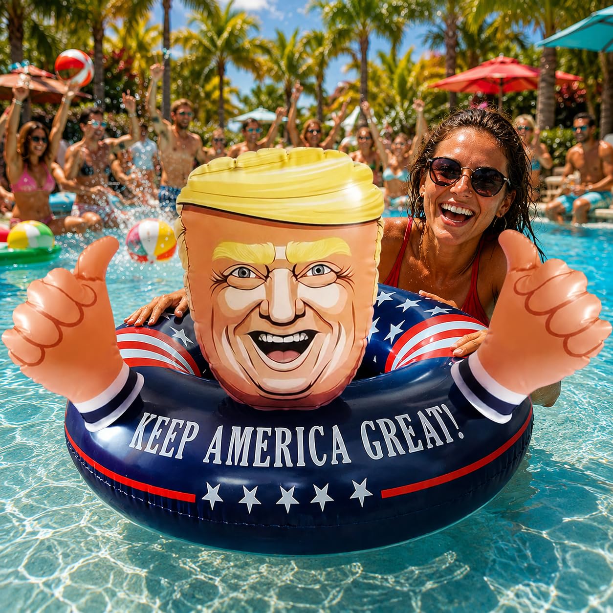 Flotteur de piscine américain gonflable pour fête d'été – Gonflable amusant pour adultes et enfants