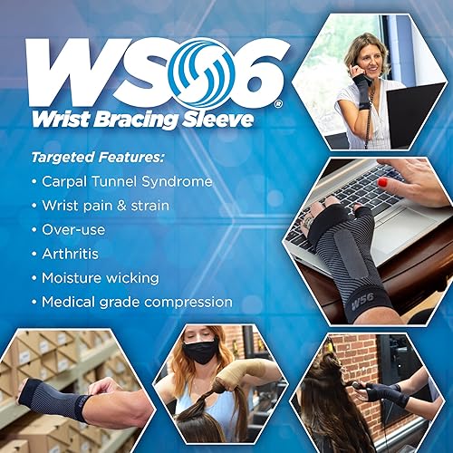 Miniatura 4 de OrthoSleeve Patented WS6 muñequera de compresión (manga única) para síndrome del túnel carpiano, dolor de muñeca, fatiga y artritis
