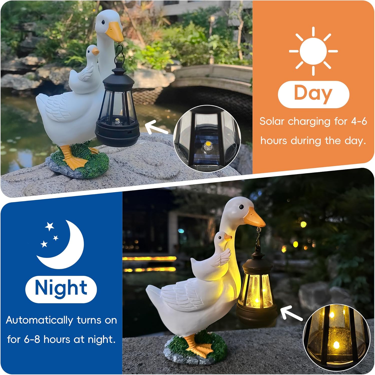 7.48" Small Goose Garden Statues Gifts,Outdoor Solar Goose Statue with Lantern Decoration Waterproof Figurine Lights for Outside Patio Yard Decor Lawn Ornaments Birthday Gifts for Grandma Mom Women - Image 2
