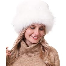 sy soul young Womens Leopard Faux Fur Hats Fluffy Bucket Hat Russian Style