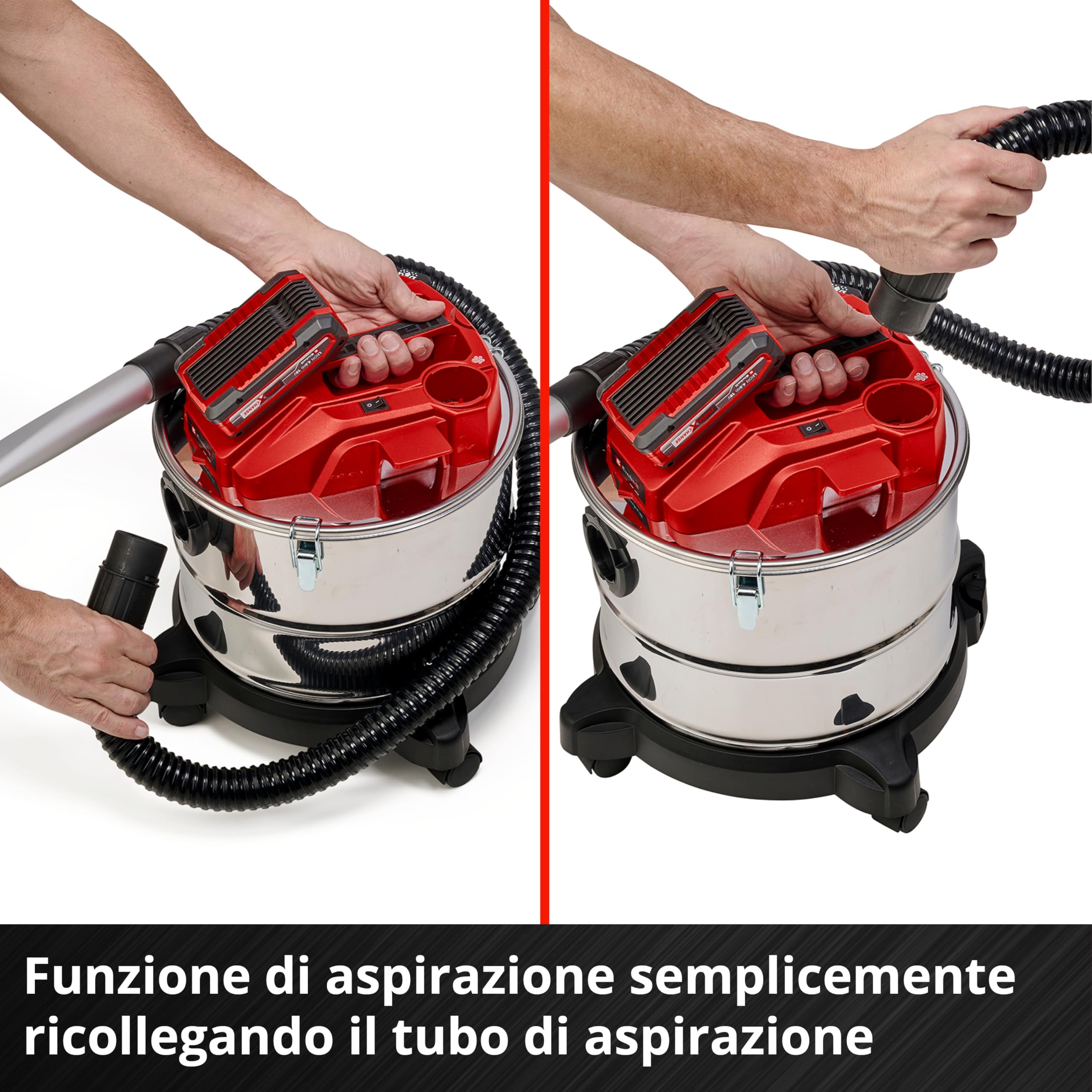 Einhell Aspiracenere a batteria TE-AV 18/15 Li C-Solo Power X-Change (Li-Ion, 18V, 100 mbar, Contenitore di raccolta da 15 L, Sistema di pulizia del filtro, Consegna senza batteria e caricatore)