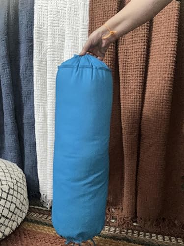 Miniatura 6 de Saffron HANDICRAFTS - Funda de cojín de algodón de 240 hilos, funda extraíble para rollo de cuello, reposapiernas, práctica de yoga, meditación,