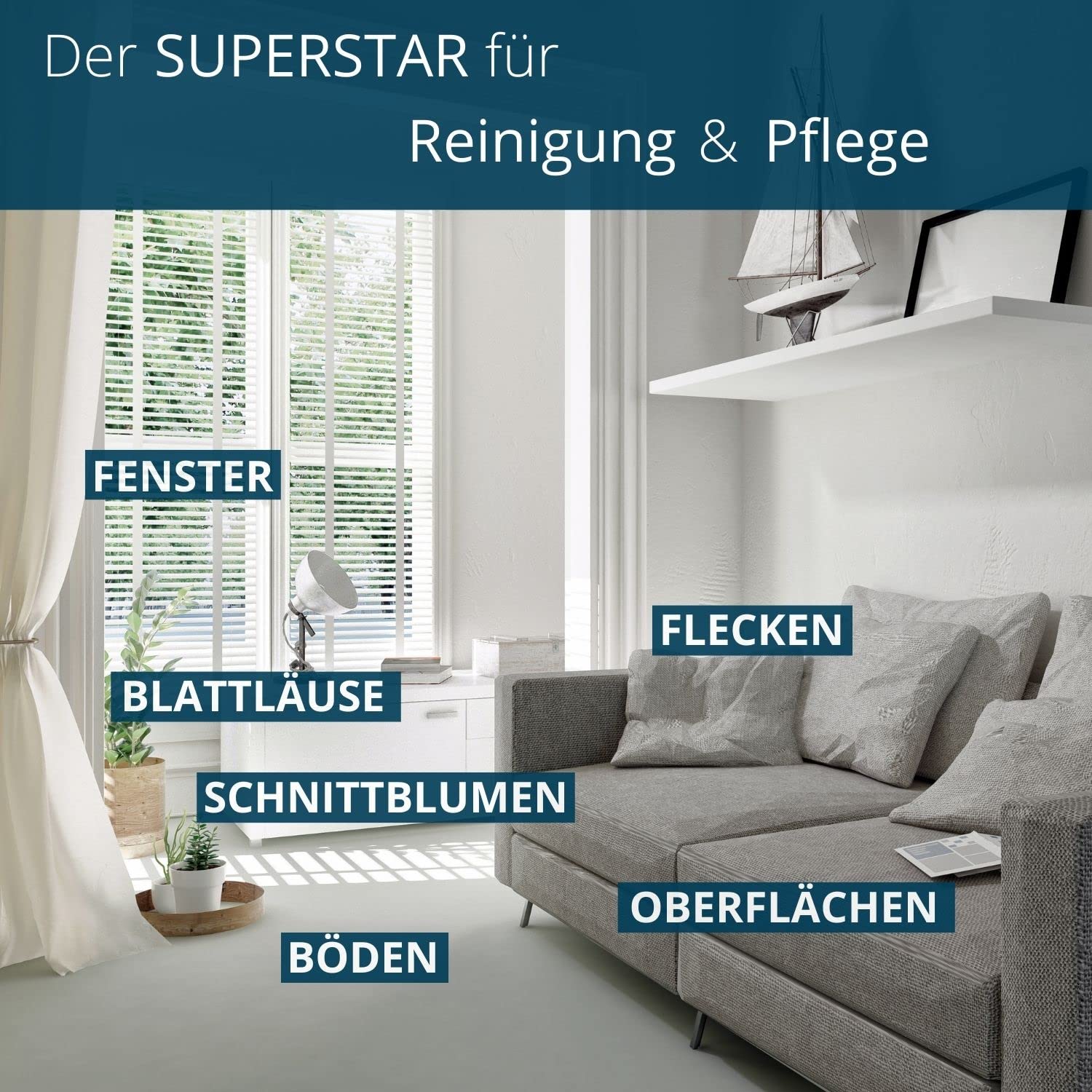 Ha-Ra Fenster-Putz-Set I Fensterwischer 32cm I Konzentrierte Vollpflege 500ml I Rollfix zur perfekten Dosierung I Fenster Reinigungsset I Wischer, Reinigungskonzentrat & leere Rollfix-Flasche