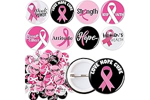 Hotop 200 Pcs Pink Ribbon Pins for Breast Cancer Awareness