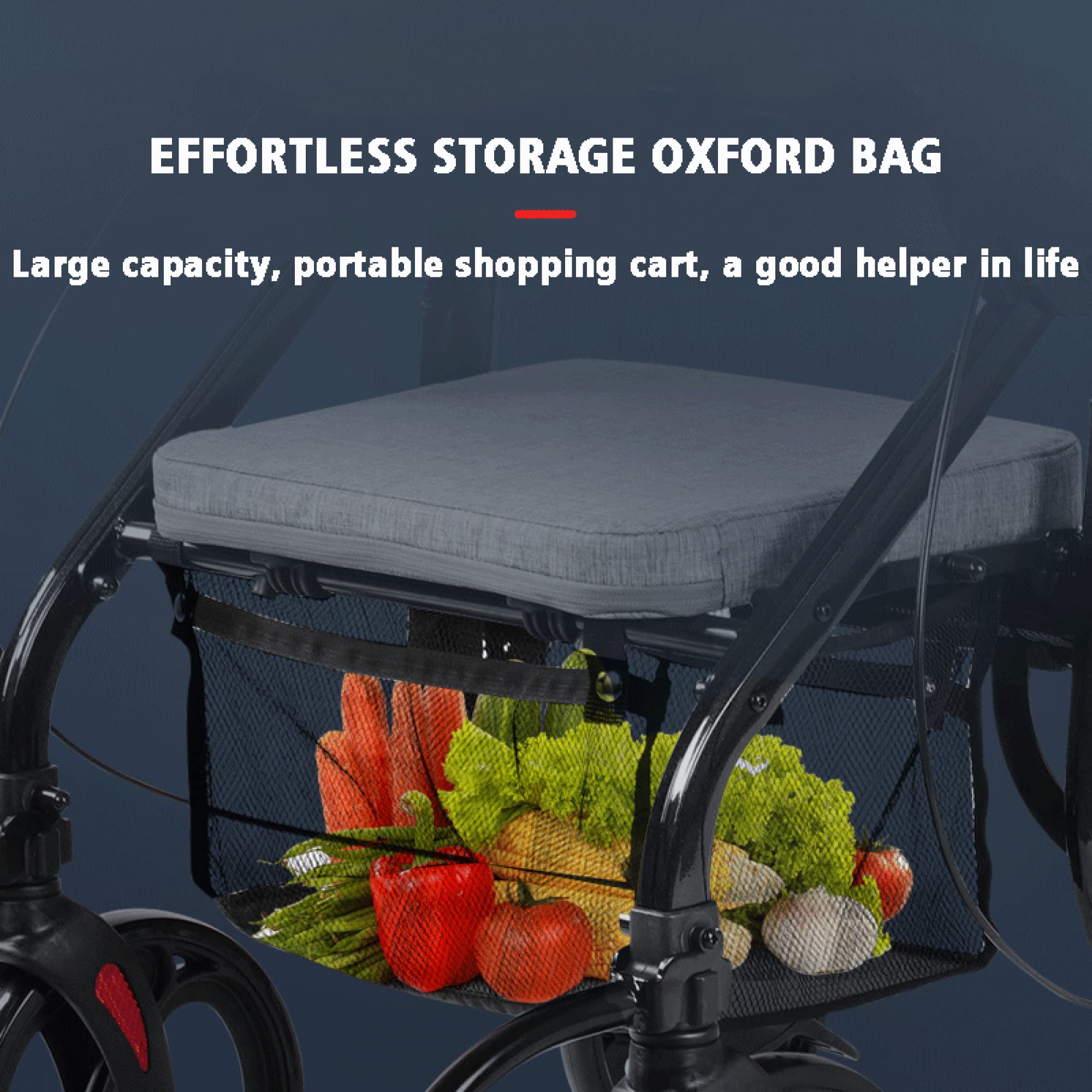 Andador con ruedas para personas mayores y adultos - Andador de silla de transporte plegable con asiento acolchado y ruedas delanteras universales de 10'' - Ayuda para la movilidad con mango ajustable